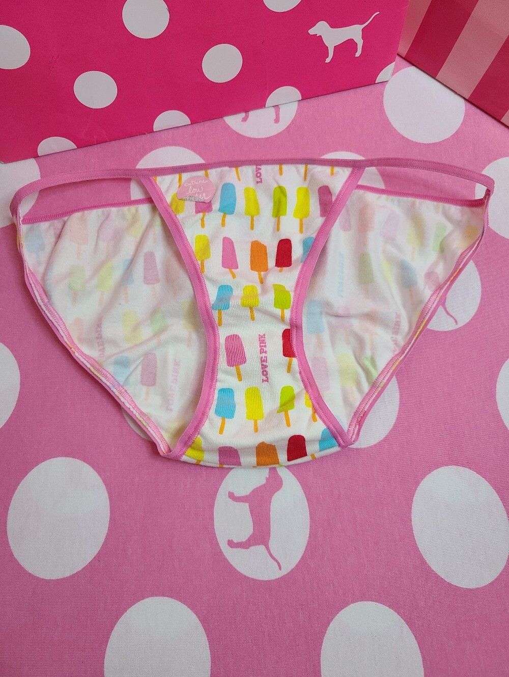 Rare VTG VS PINK Extreme Low Rider Graphic Cotton String Bikini Panty Size Lg